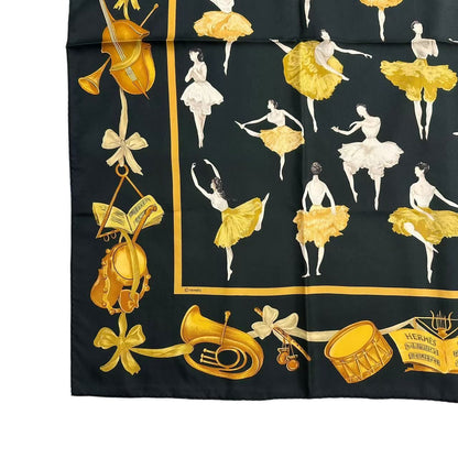 Hermes Carre 90 Silk Scarf la Danse la Dance Ballerina Black — view 4