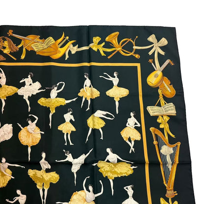 Hermes Carre 90 Silk Scarf la Danse la Dance Ballerina Black — view 3