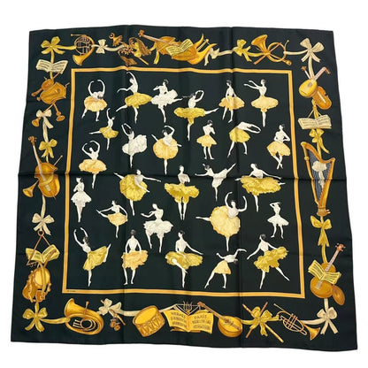 Hermes Carre 90 Silk Scarf la Danse la Dance Ballerina Black