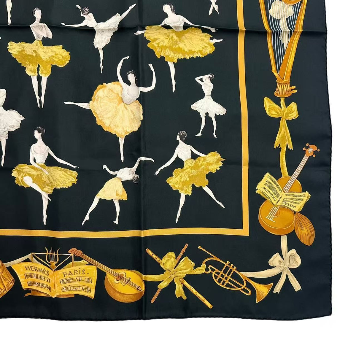 Hermes Carre 90 Silk Scarf la Danse la Dance Ballerina Black — view 5