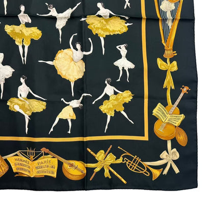 Hermes Carre 90 Silk Scarf la Danse la Dance Ballerina Black — view 5