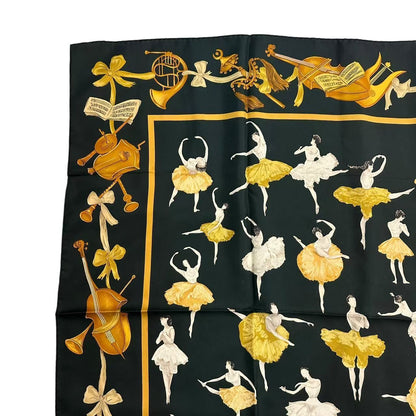 Hermes Carre 90 Silk Scarf la Danse la Dance Ballerina Black — view 2