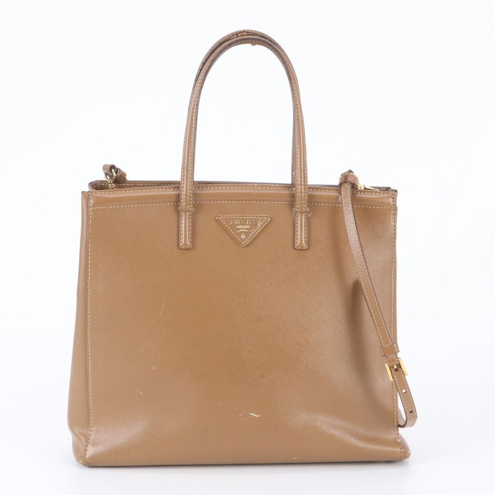 Prada Saffiano Leather Triangle Logo 2-Way Shoulder Bag Crossbody Hand