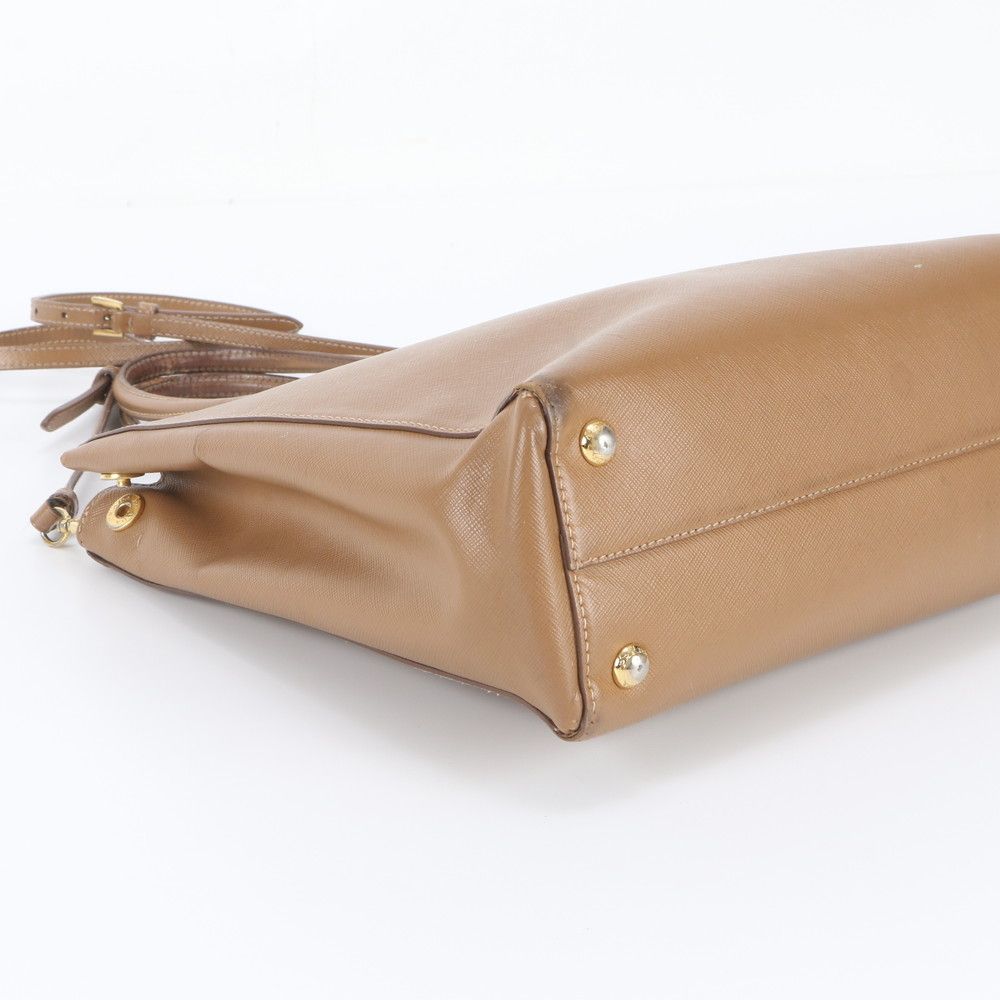 Prada Saffiano Leather Triangle Logo 2-Way Shoulder Bag Crossbody Hand — view 6