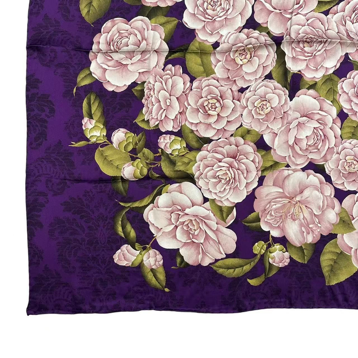 Chanel Camellia Floral Silk Scarf Large Purple — view 4