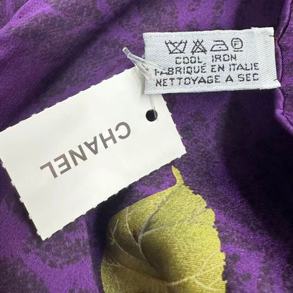 Chanel Camellia Floral Silk Scarf Large Purple — view 8