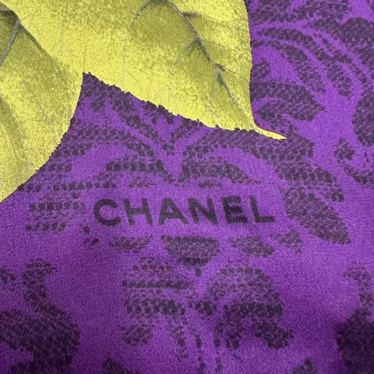 Chanel Camellia Floral Silk Scarf Large Purple — view 6