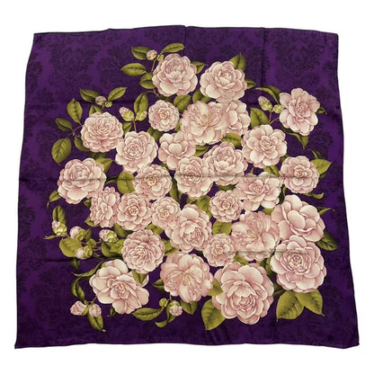 Chanel Camellia Floral Silk Scarf Large Purple
