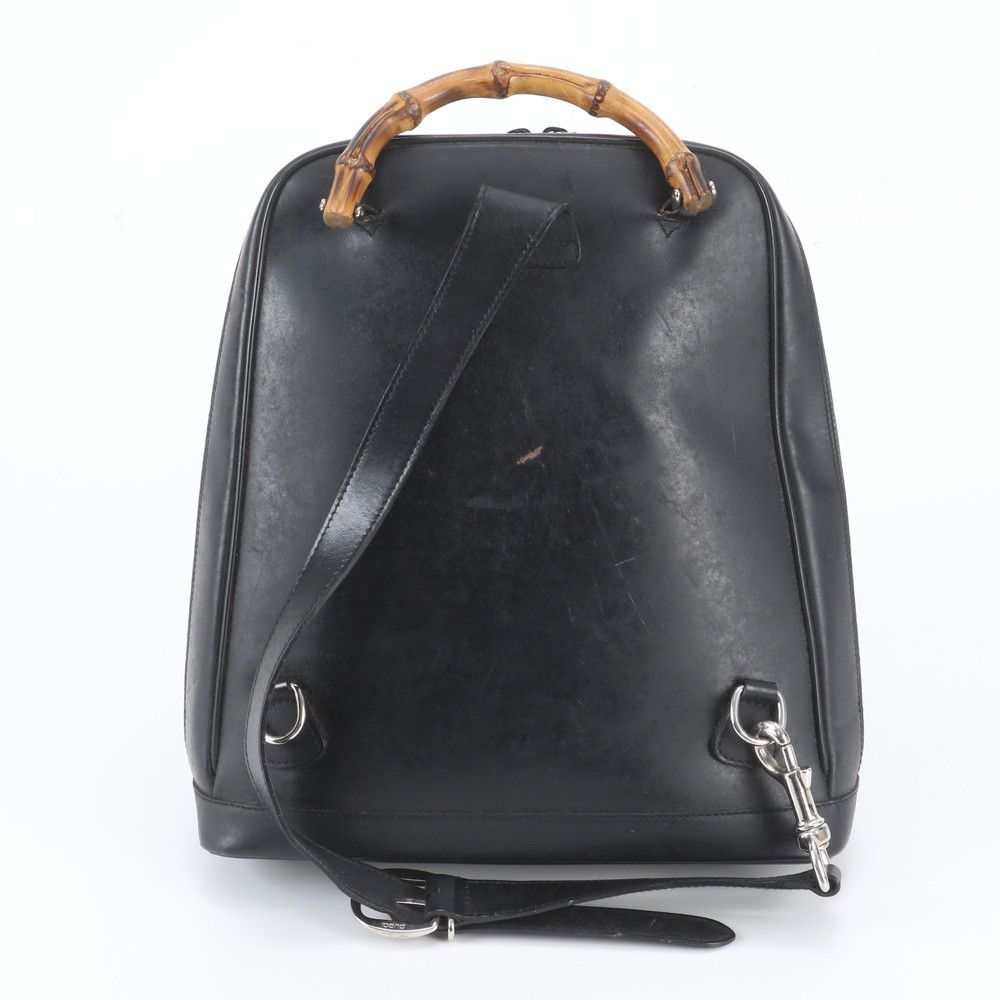 Gucci Vintage Bamboo 5 Leather Backpack — view 3