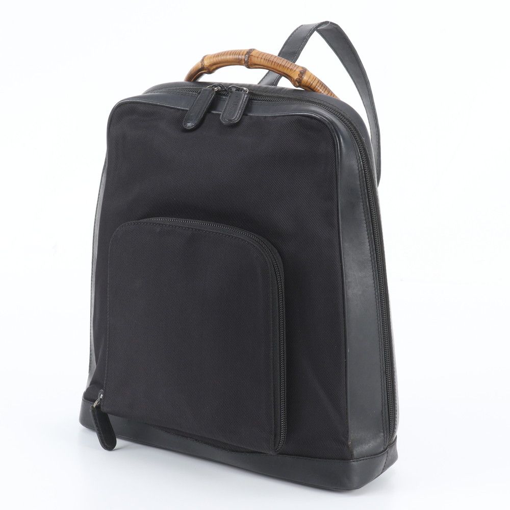 Gucci Vintage Bamboo 5 Leather Backpack