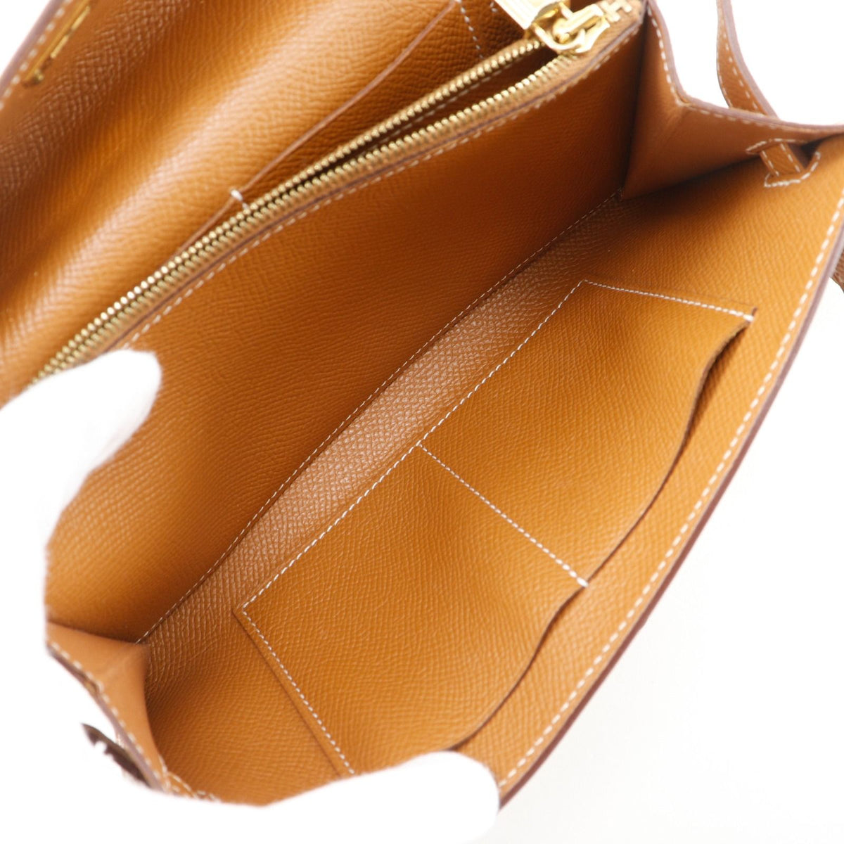 Hermes Kelly Wallet to Go Veau Epsom Gold Brown — view 5