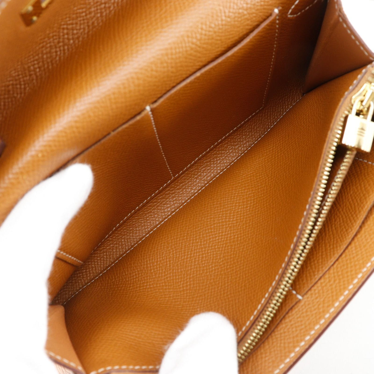 Hermes Kelly Wallet to Go Veau Epsom Gold Brown — view 7