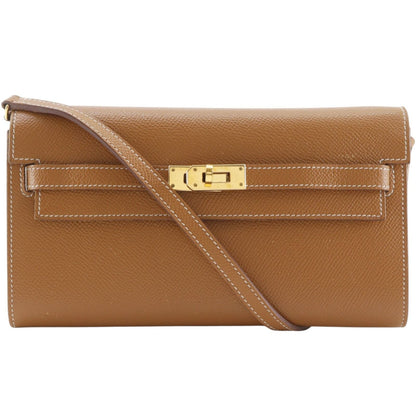 Hermes Kelly Wallet to Go Veau Epsom Gold Brown