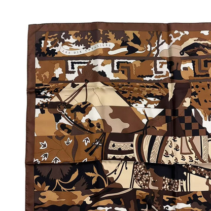 Hermes Carre 90 Scarf of les Dix Cavaliers Silk Brown — view 3