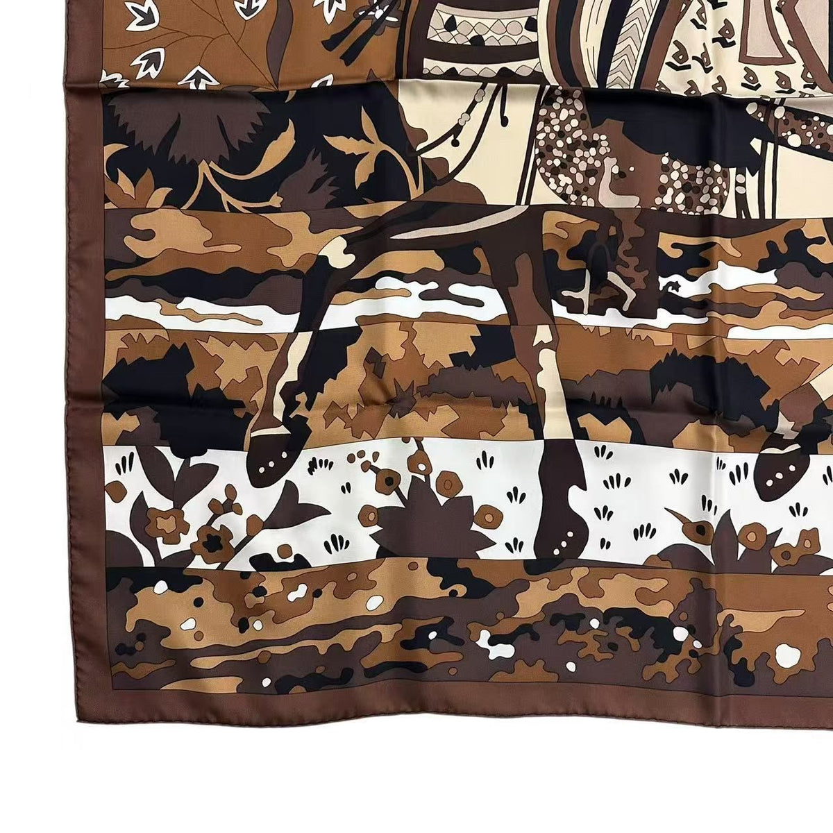 Hermes Carre 90 Scarf of les Dix Cavaliers Silk Brown — view 5