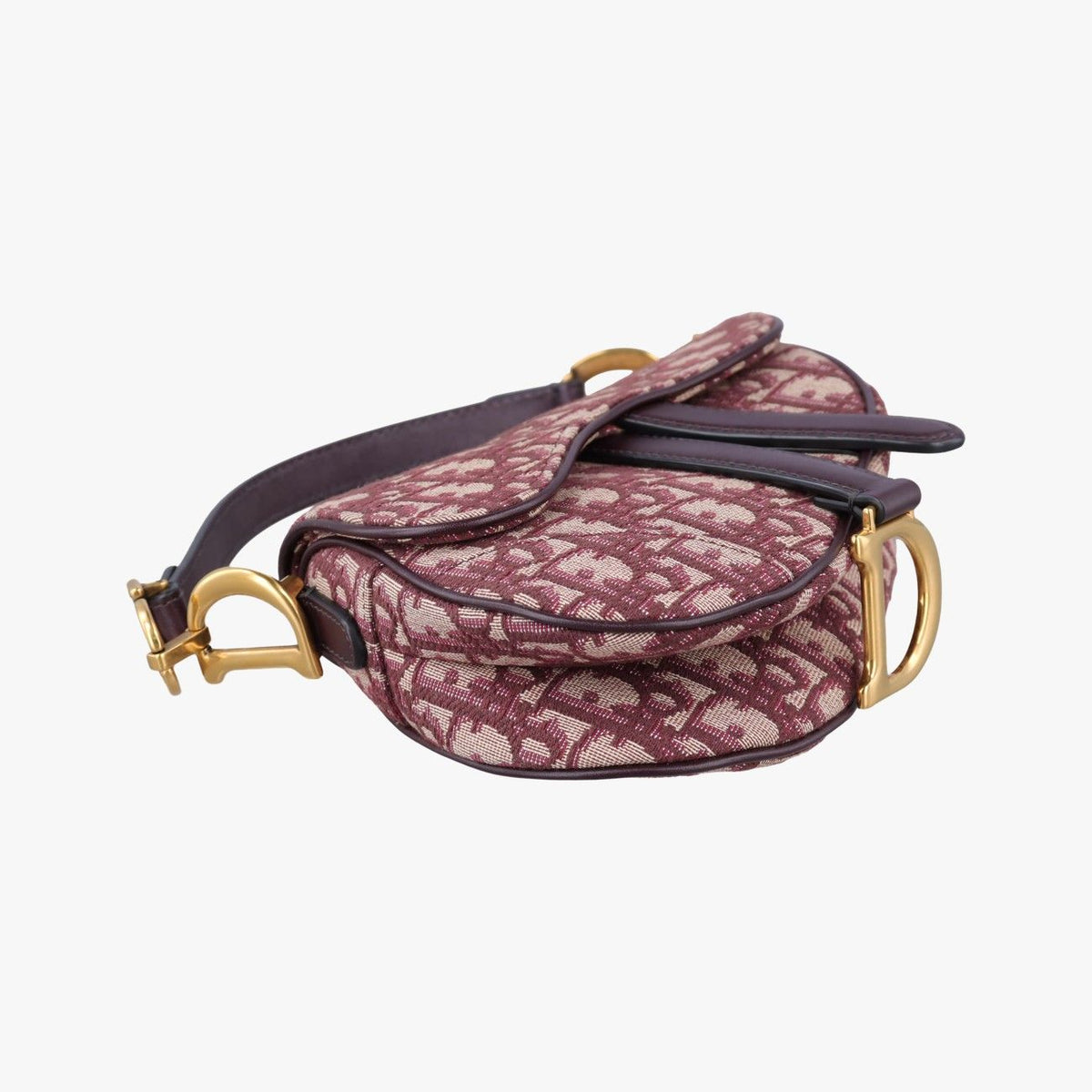 Dior Saddle Wine Red Jacquard Leather Shoulder Bag — view 5