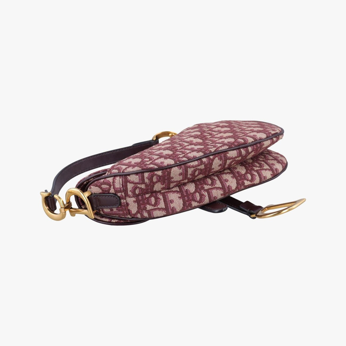 Dior Saddle Wine Red Jacquard Leather Shoulder Bag — view 7