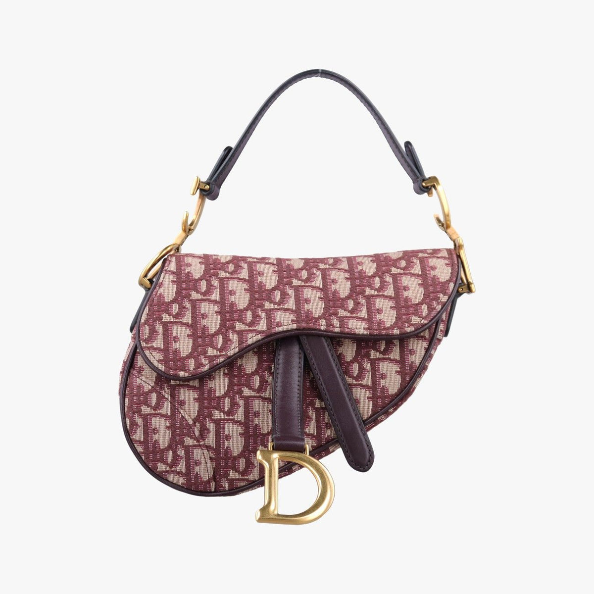 Dior Saddle Wine Red Jacquard Leather Shoulder Bag