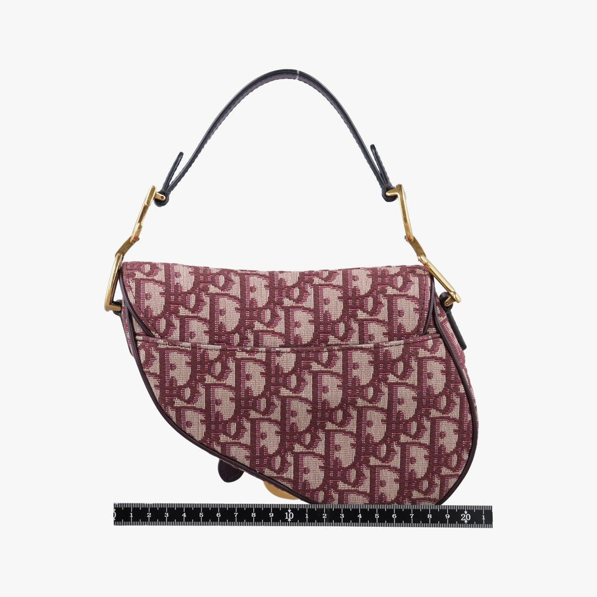 Dior Saddle Wine Red Jacquard Leather Shoulder Bag — view 2