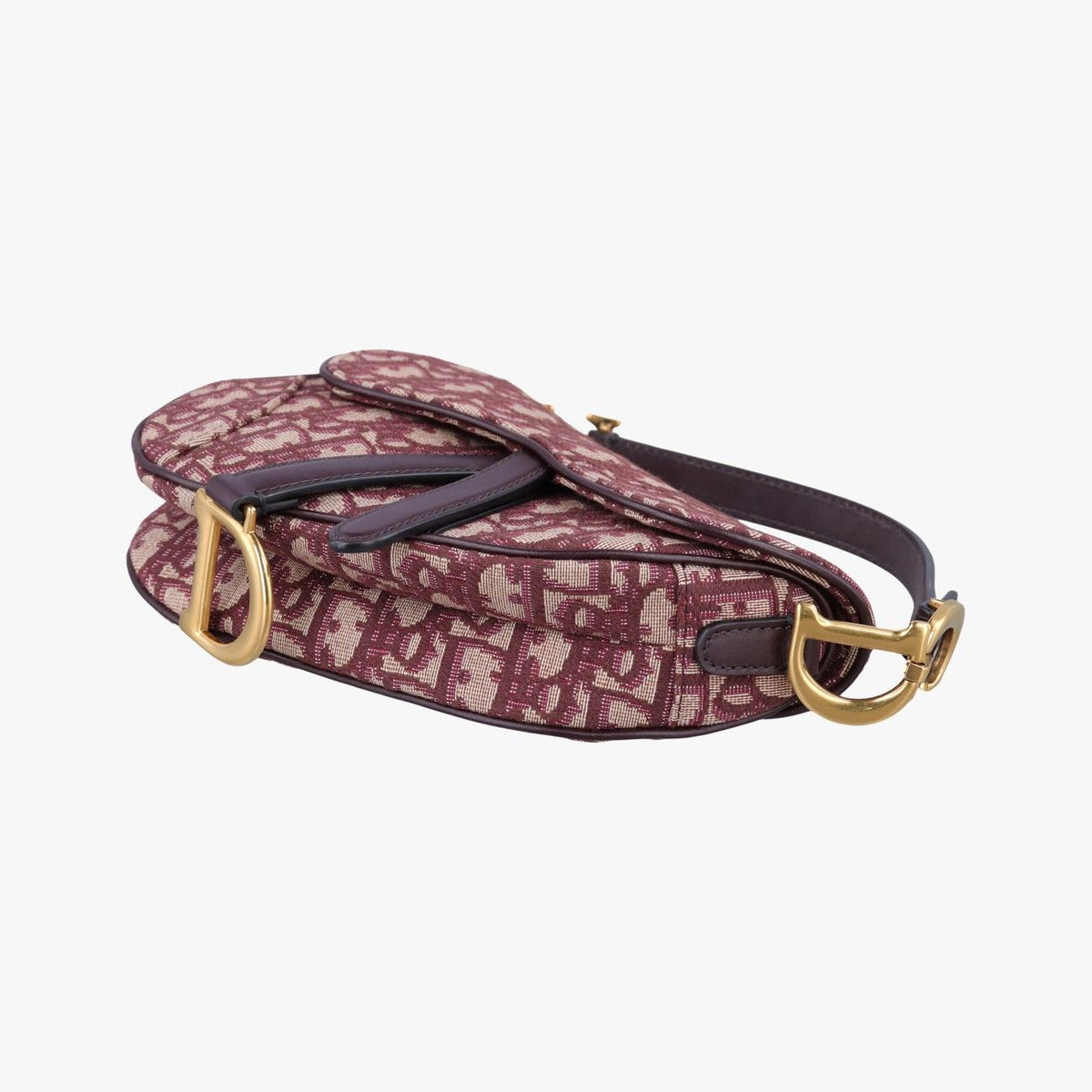 Dior Saddle Wine Red Jacquard Leather Shoulder Bag — view 4