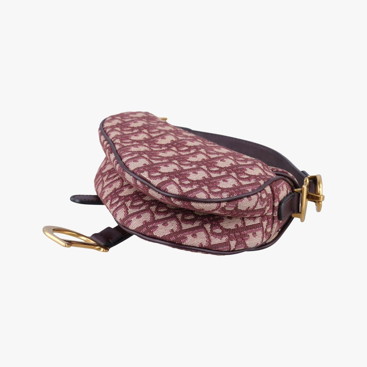Dior Saddle Wine Red Jacquard Leather Shoulder Bag — view 6