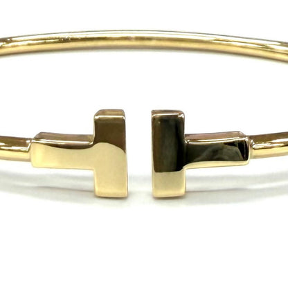 Tiffany & Co T Narrow Wire Bracelet Bangle Yellow Gold — view 5