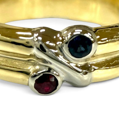 Tiffany & Co 750 Signature Sapphire Ruby Ring JP — view 6