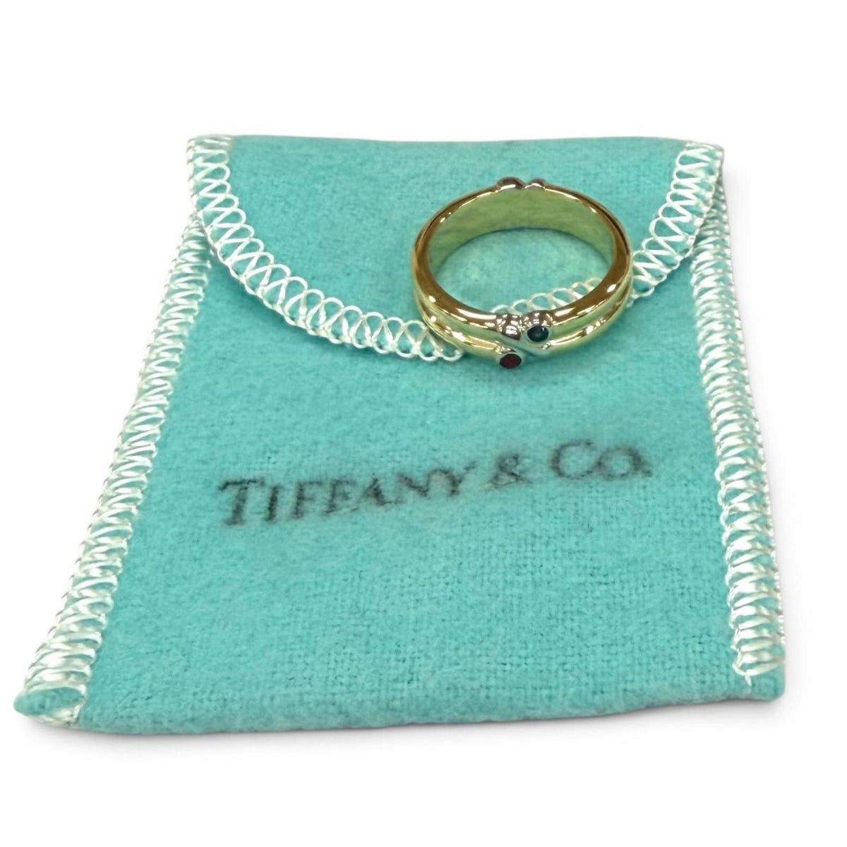 Tiffany & Co 750 Signature Sapphire Ruby Ring JP — view 2