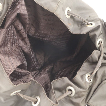 Prada Tessuto Nylon Triangle Logo Leather Backpack — view 7