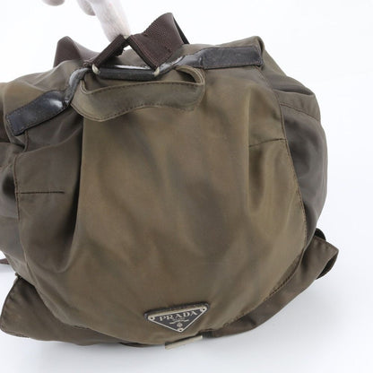 Prada Tessuto Nylon Triangle Logo Leather Backpack — view 8