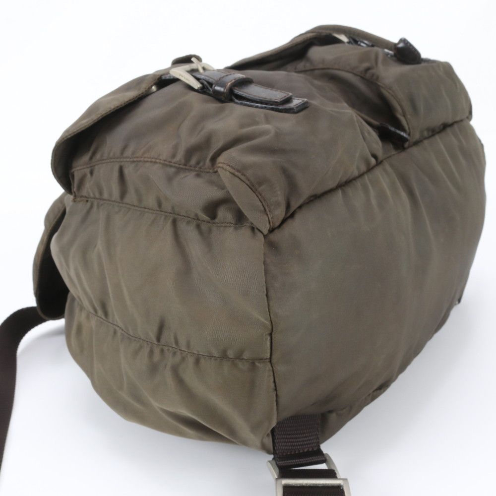 Prada Tessuto Nylon Triangle Logo Leather Backpack — view 4