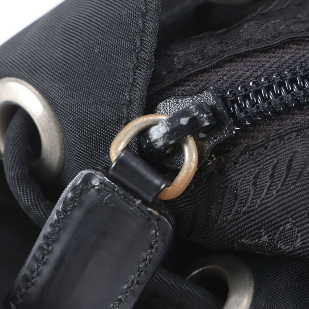 Prada Tessuto Nylon Triangle Logo Leather Backpack — view 8