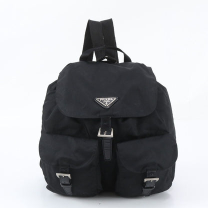 Prada Tessuto Nylon Triangle Logo Leather Backpack