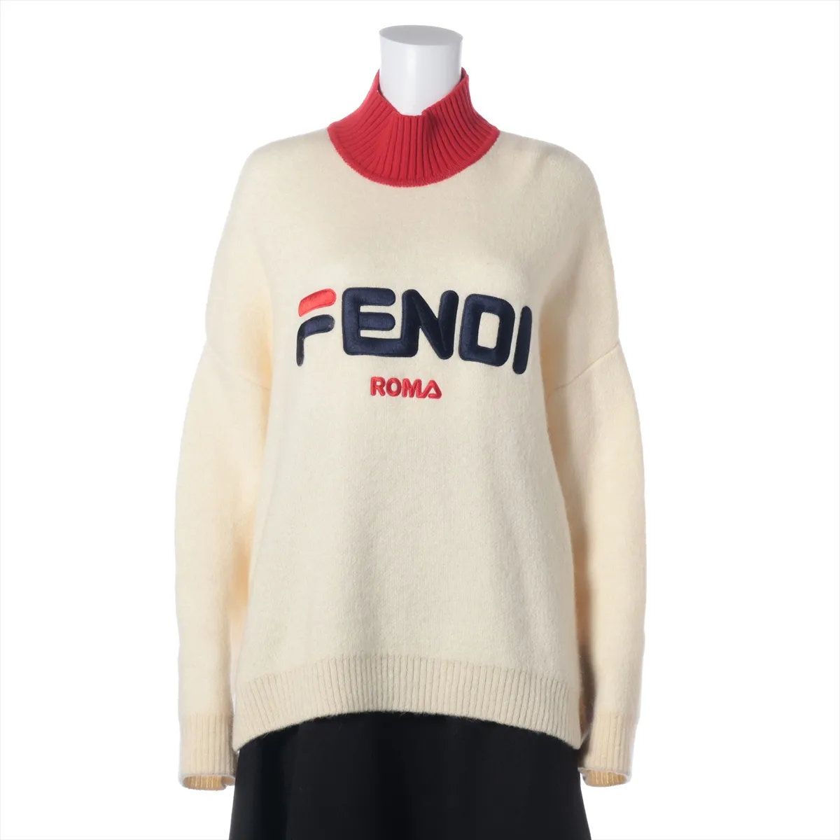 Fendi Fila Collaboration Logo Pullover Knit Top Sweater 44