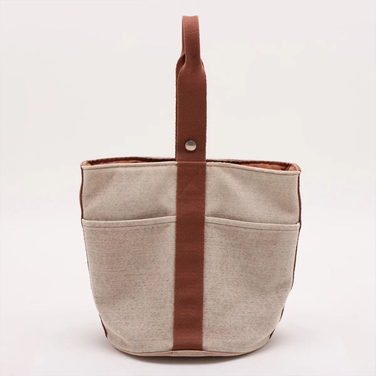 Hermes Saxo MM Leather Canvas Handbag
