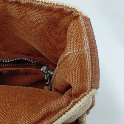 Hermes Saxo MM Leather Canvas Handbag — view 8