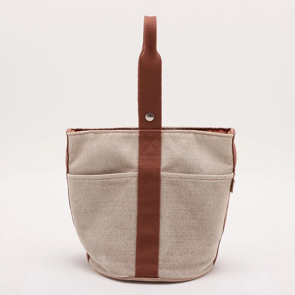 Hermes Saxo MM Leather Canvas Handbag — view 2