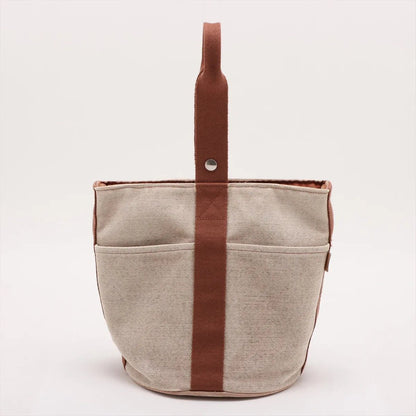 Hermes Saxo MM Leather Canvas Handbag — view 2