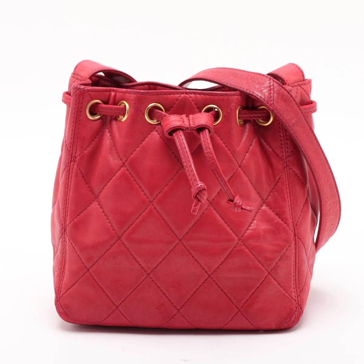 Chanel Quilted Lambskin Leather Shoulder Bag Crossbody Drawstring