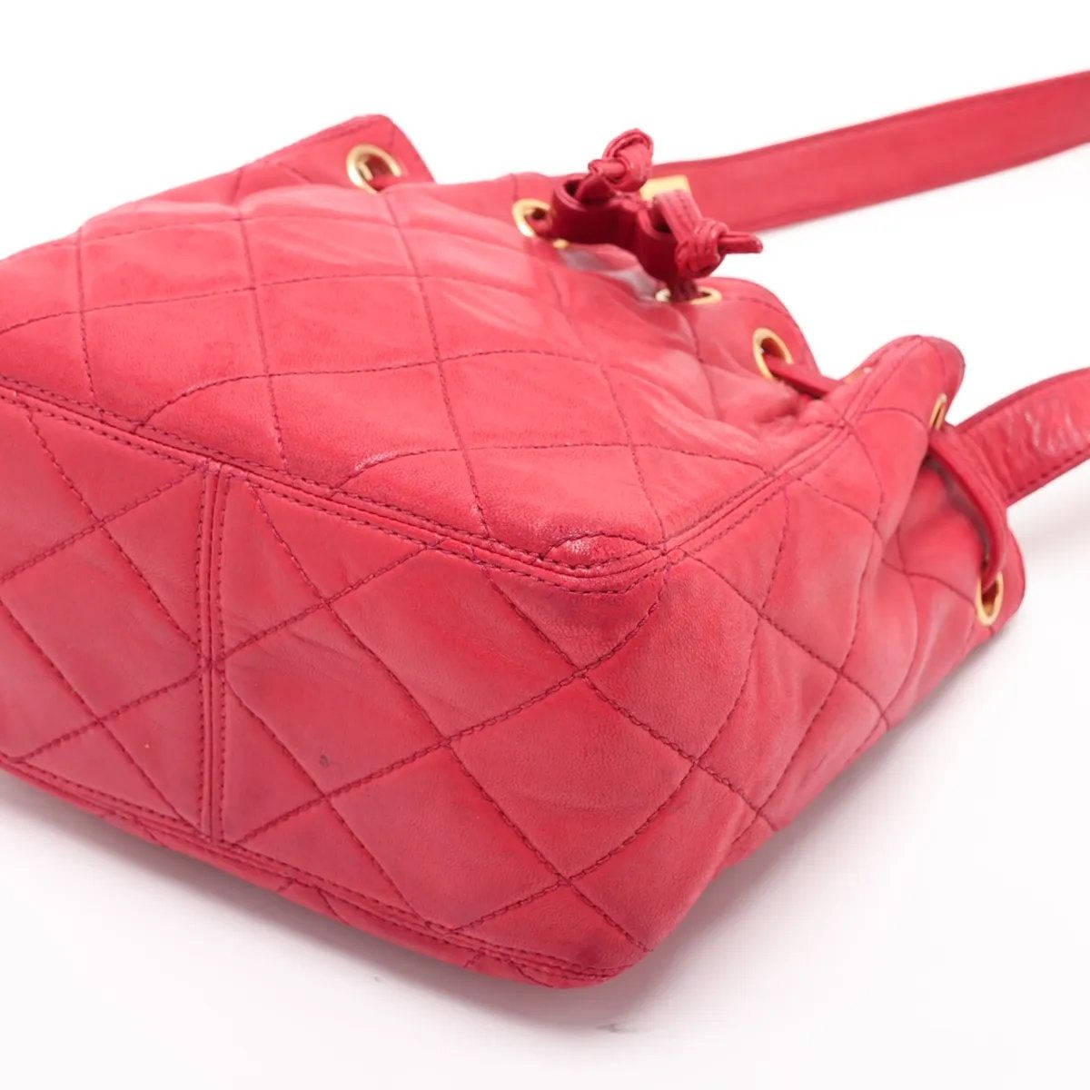 Chanel Quilted Lambskin Leather Shoulder Bag Crossbody Drawstring — view 3