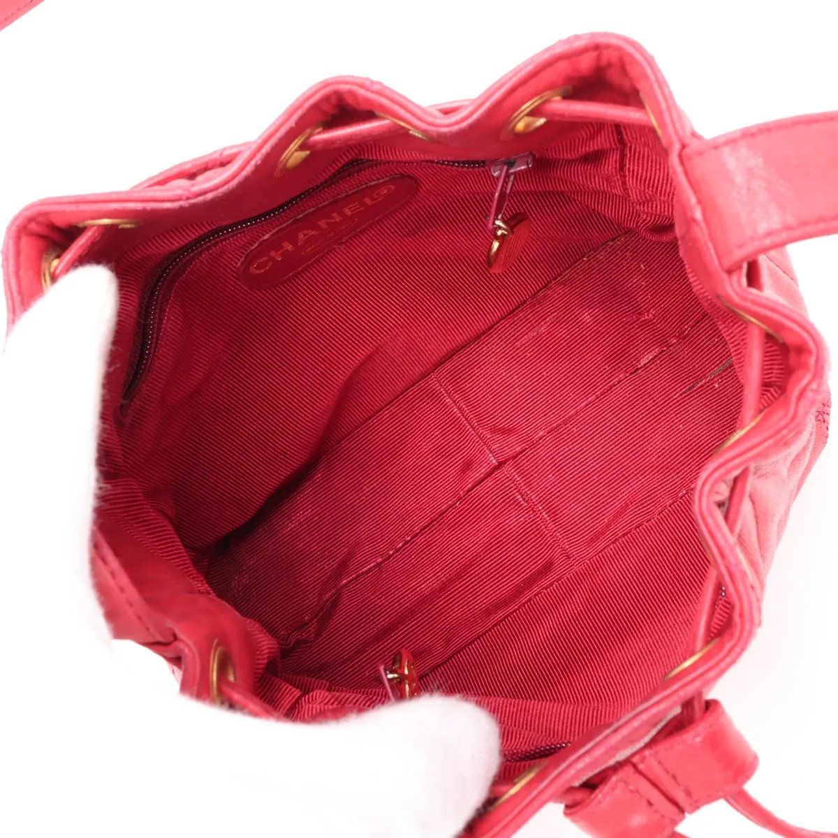 Chanel Quilted Lambskin Leather Shoulder Bag Crossbody Drawstring — view 6