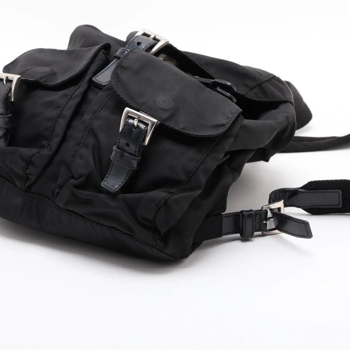Prada Tessuto Nylon Triangle Logo Leather Backpack — view 3