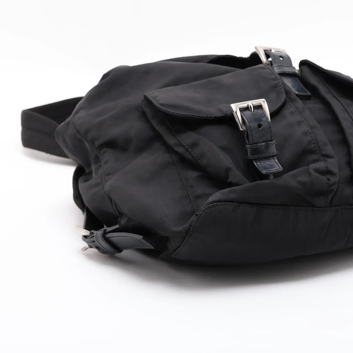 Prada Tessuto Nylon Triangle Logo Leather Backpack — view 4
