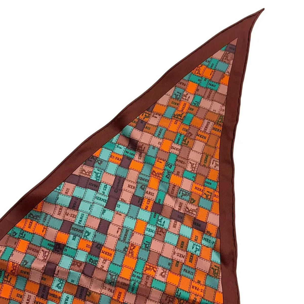Hermes Scarf Triangle All Over Print Logo Silk Multicolor — view 4