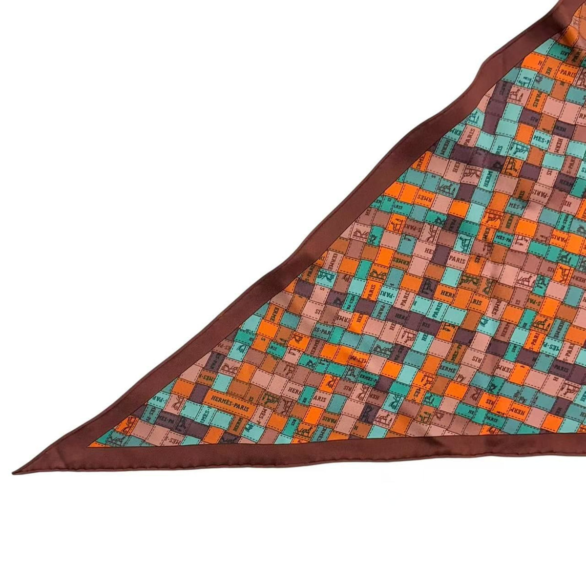Hermes Scarf Triangle All Over Print Logo Silk Multicolor — view 2