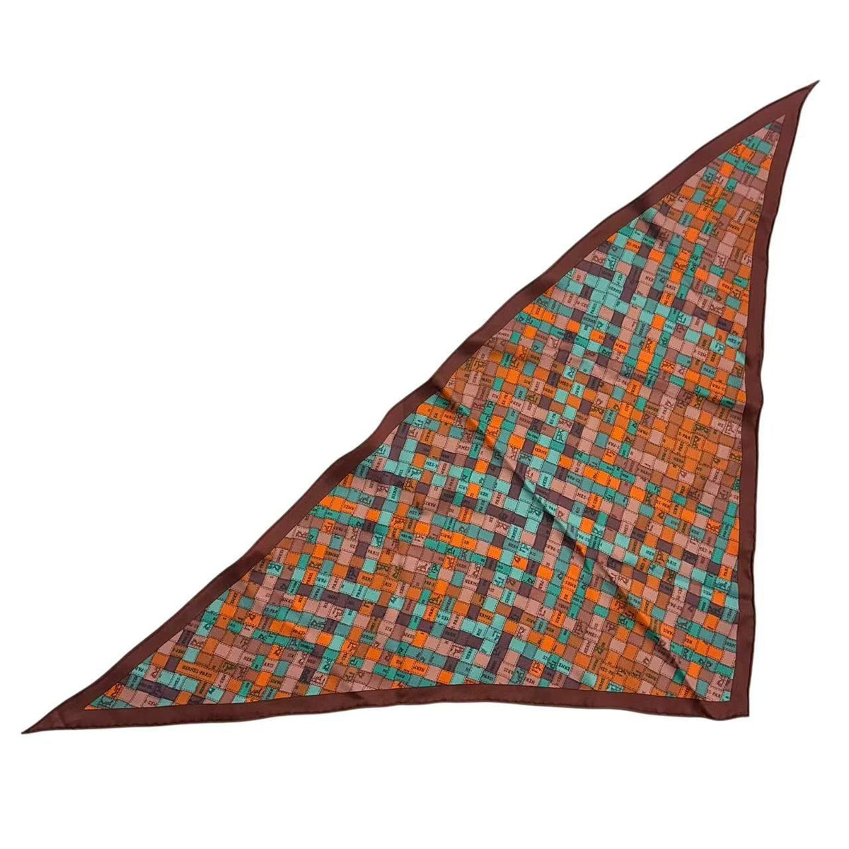 Hermes Scarf Triangle All Over Print Logo Silk Multicolor