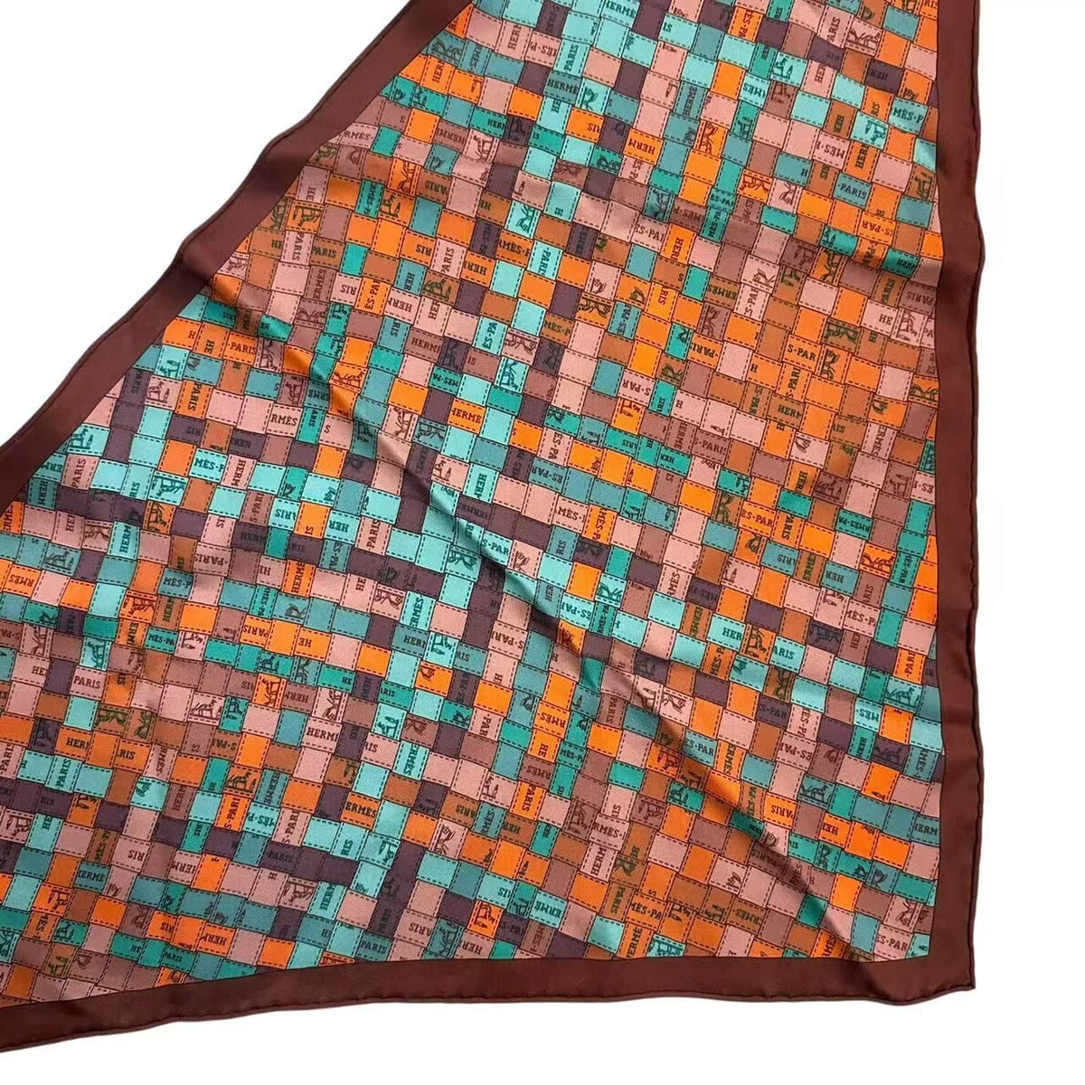 Hermes Scarf Triangle All Over Print Logo Silk Multicolor — view 3