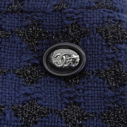 Chanel Cotton Lining Silk 100% CC Logo Skirt Navy 38 — view 5