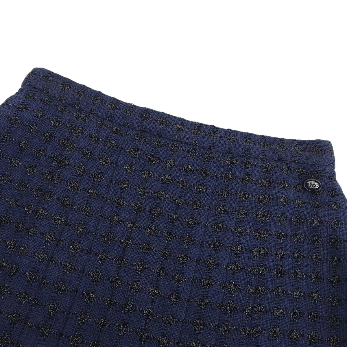 Chanel Cotton Lining Silk 100% CC Logo Skirt Navy 38 — view 3