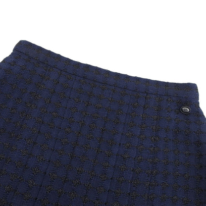 Chanel Cotton Lining Silk 100% CC Logo Skirt Navy 38 — view 3